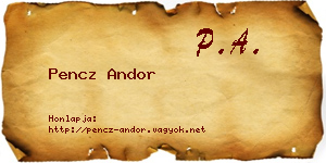 Pencz Andor névjegykártya